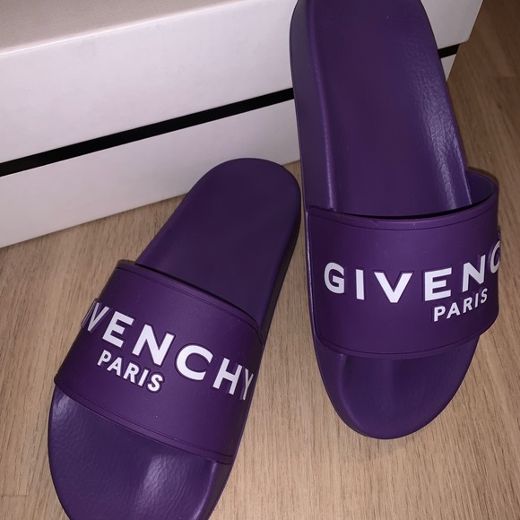 NEW GIVENCHY PARIS PURPLE LOGO POOL SLIDES SANDALS 36 6 RECEIPT AUTHENTIC - Picture 7 of 14